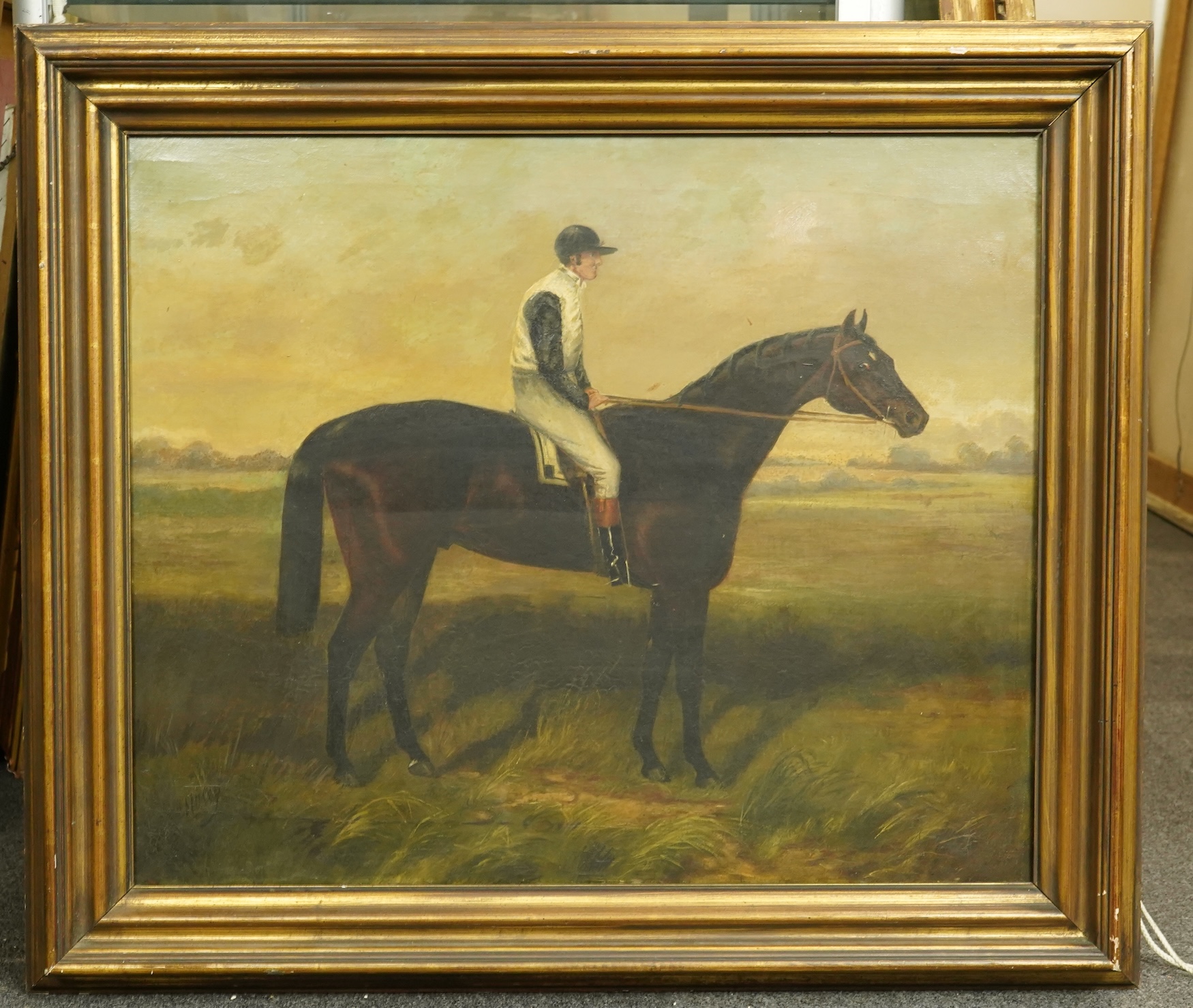 After John Arnold Alfred Wheeler, Racehorse St Simon with Fred Archer up, oil on canvas, 50 x 60cm